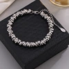 European and American cross-border fashionable and simple color-blocking titanium steel bracelet with circular beaded weaving, retro and individual, versatile bracelet accessory details Picture